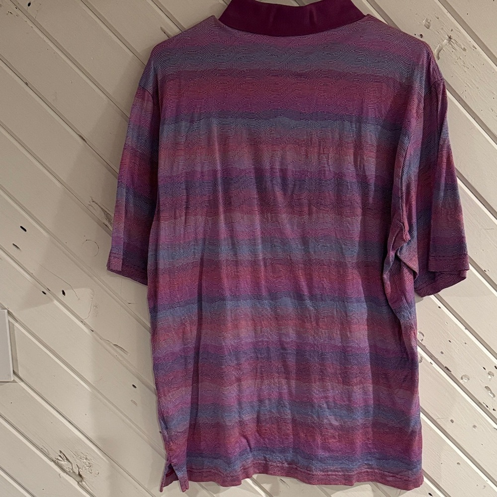 Bugatchi Men's Pink and Purple Polo Shirt - Picture 3 of 4